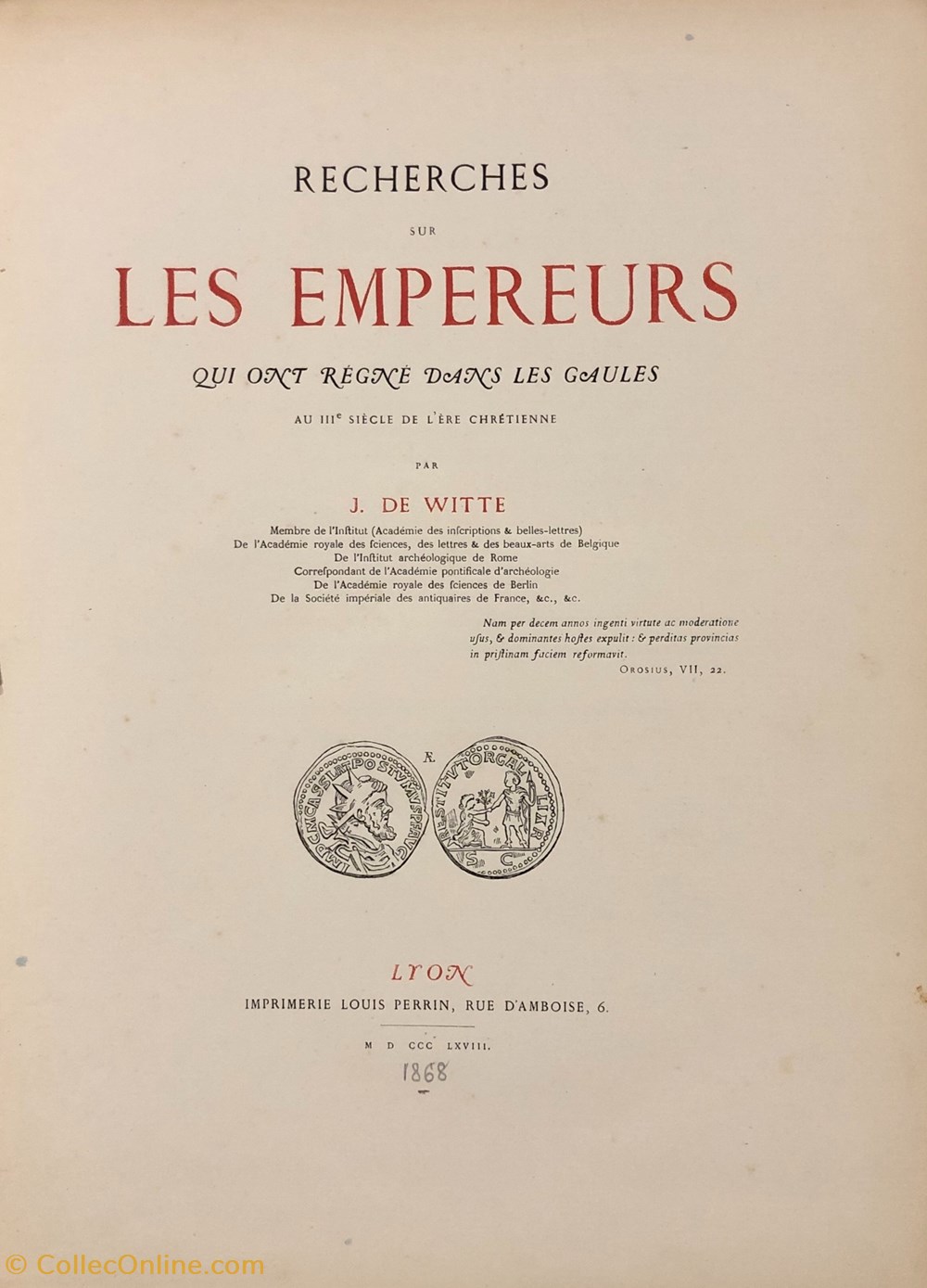 livres bd revues j de witte les empereurs qui ont regne dans les gaules au iiieme siecle de l ere chretienne