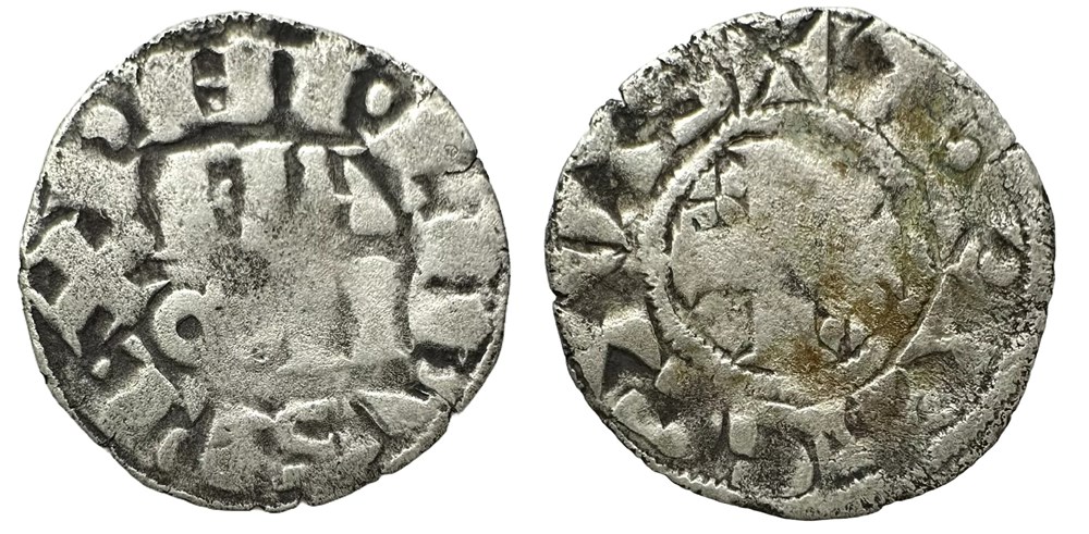 Philippe II - Denier Arras 2ème type (var) monnaies europe medievale france royales philippe ii denier arras 2eme type var