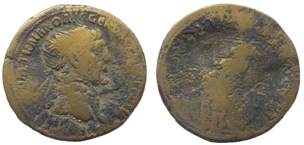 Trajan - Dupondius Cuirasse monnaies antiques romaines imperiales et republicaines trajan dupondius cuirasse