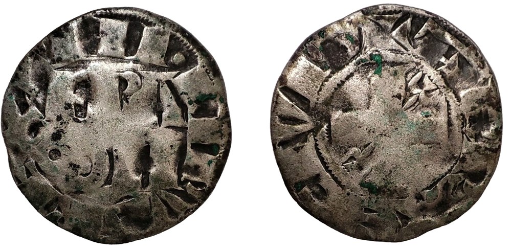 Philippe II - Denier Arras 2ème type (var) monnaies europe medievale france royales philippe ii denier arras 2eme type var