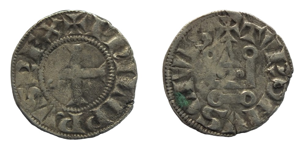 Philippe IV - Denier Tournois à l'O rond var monnaies europe medievale france royales philippe iv denier tournois a o rond var