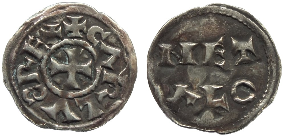 Charles III le Simple - Denier de Melle monnaies europe medievale france carolingiennes charles iii le simple denier de melle