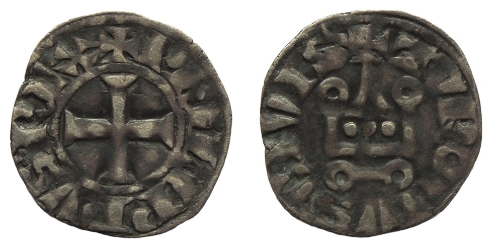Philippe IV - Denier Tournois à l'O rond (différent trèfle) monnaies europe medievale france royales philippe iv denier tournois a o rond different trefle