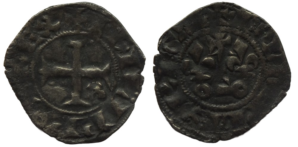 Philippe IV - Double Tournois 1ère émission monnaies europe medievale a france royales philippe iv double tournois 1ere emission