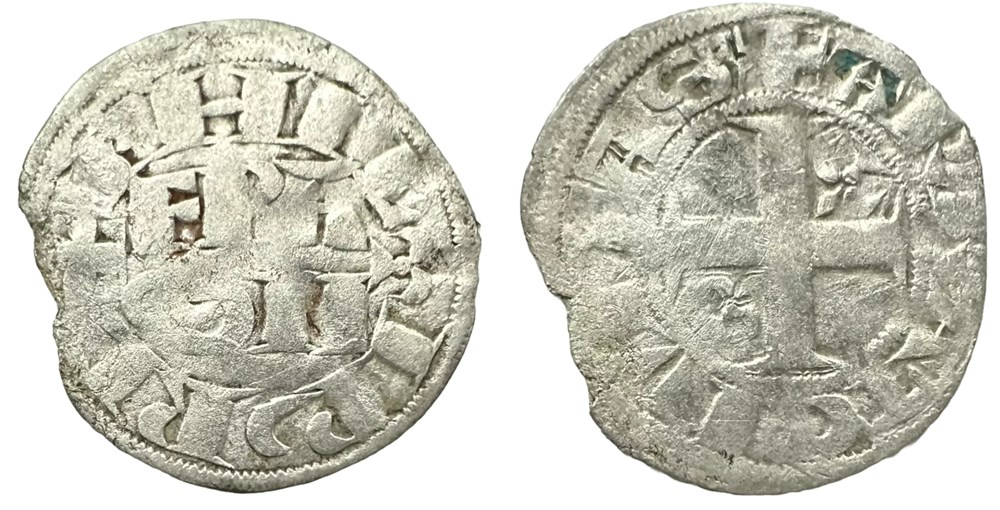 Philippe II - Denier Arras 1er type (var ARRAT) monnaies europe medievale france royales philippe ii denier arras 1er type var arrat