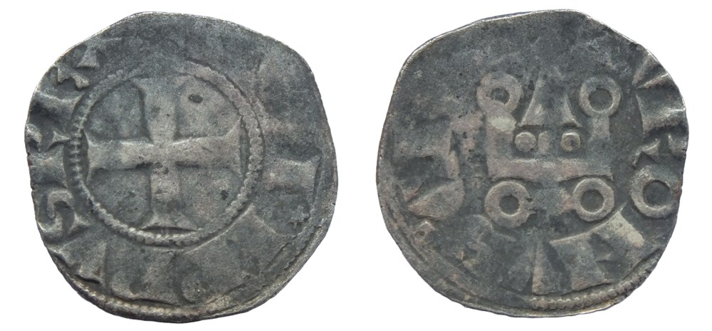 Philippe IV - Denier Tournois à l'O rond monnaies europe medievale france royales philippe iv denier tournois a o rond