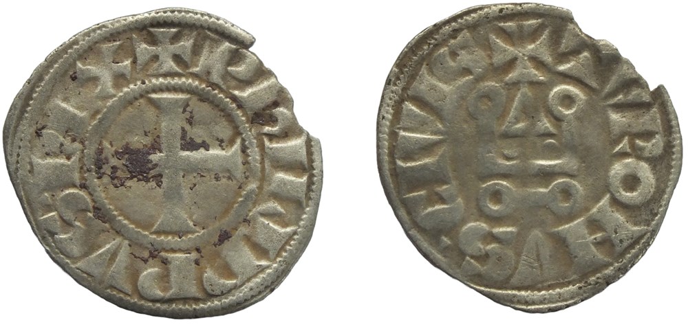 Philippe IV - Denier Tournois à l'O rond var monnaies europe medievale france royales philippe iv denier tournois a o rond var