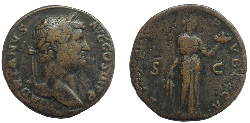 Hadrien - Sesterce Fides monnaies antiques romaines imperiales et republicaines hadrien sesterce fides