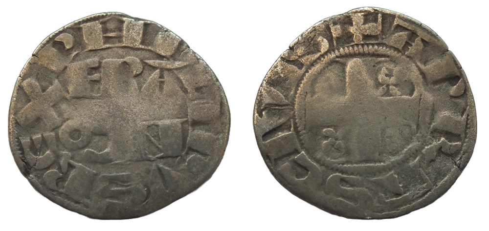 Philippe II - Denier Arras 2ème type monnaies europe medievale france royales philippe ii denier arras 2eme type