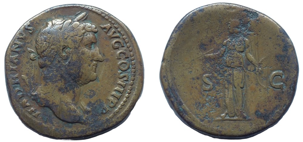 Hadrien - Sesterce Diane (poids très lourd!) monnaies antiques romaines imperiales et republicaines hadrien sesterce diane poids tres lourd