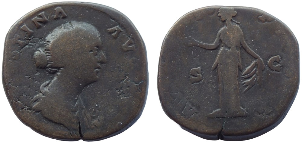 Faustine Jeune - Sesterce Spes monnaies antiques romaines imperiales et republicaines faustine jeune sesterce spes