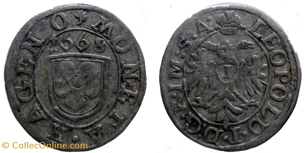Haguenau 1 Kreuzer 1668 monnaie france feodale haguenau 1 kreuzer 1668