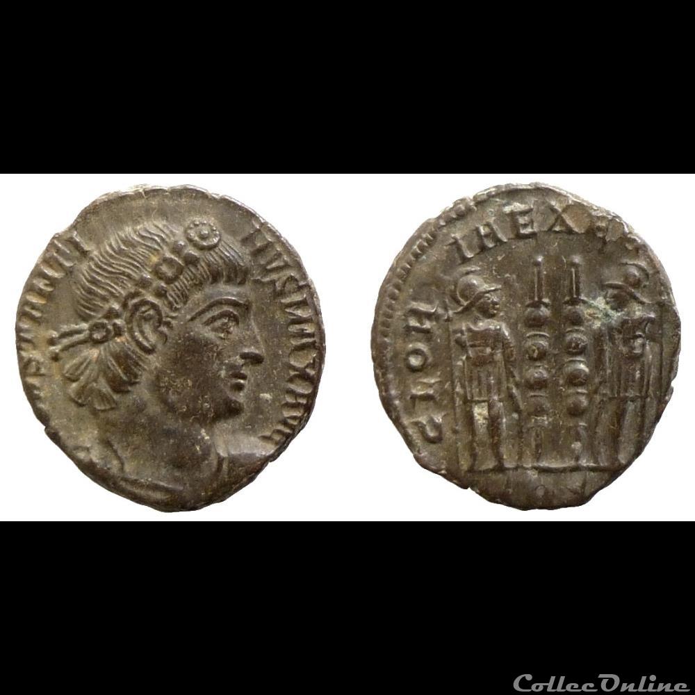 Constantine I AE reduced follis - GLORIA EXERCITVS - Trier - RIC.549 monnaie antique av jc ap romaine constantine i ae reduced follis gloria exercitvs trier ric 549