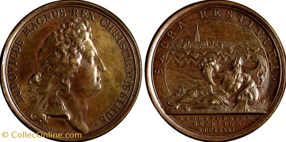 Louis XIV - médaille capitulation de Strasbourg 1681 monnaies europe medievale france royales louis xiv medaille capitulation de strasbourg 1681