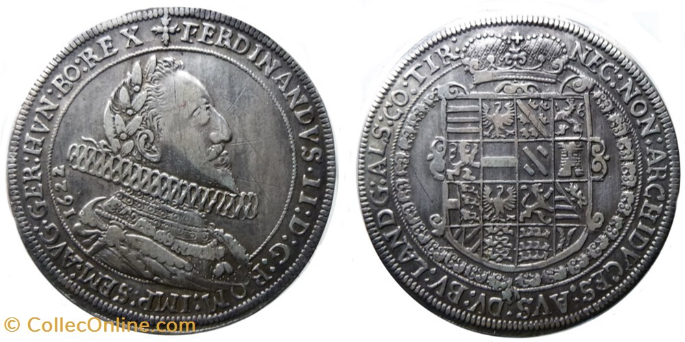 monnaie france feodale ferdinand ii taler ensisheim 1622