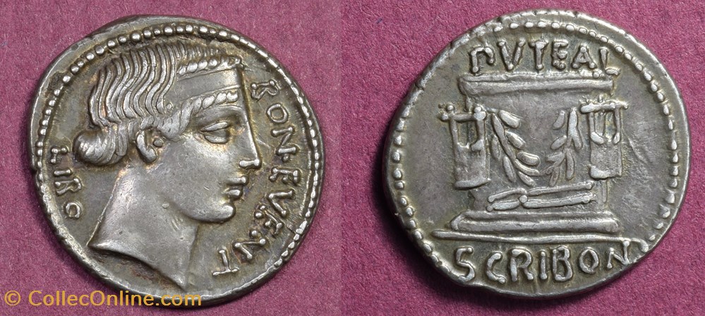 coins antique roman republican imperial l scribonius libo tongs denarius rrc 416 1