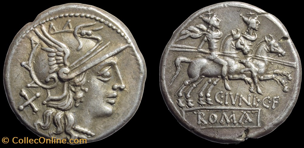 C.IVNI.C.F - Denarius, Crawford 210/1 coins antique b to roman republican imperial c ivni c f denarius crawford 210 1