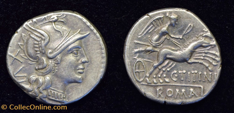 C TITINI XVI - Denarius, Crawford 226/1b coins antique to roman republican imperial c titini xvi denarius crawford 226 1b