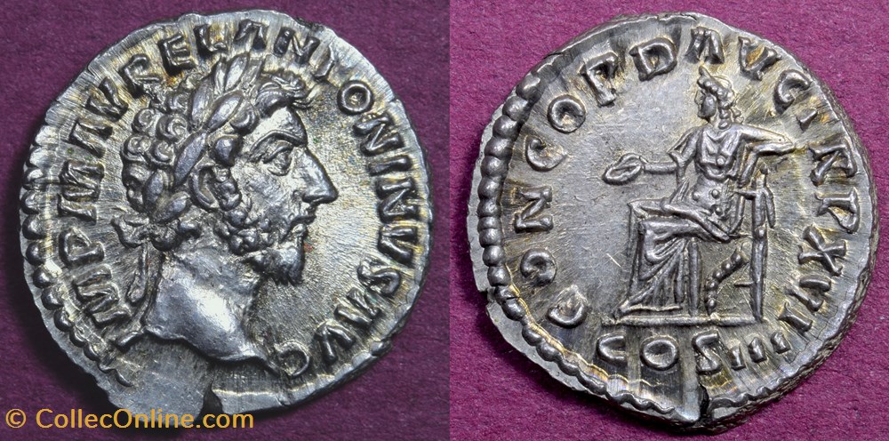 Marcus Aurelius Denarius, RIC 137 var. Concordia coins antique b to roman republican imperial marcus aurelius denarius ric 137 var concordia