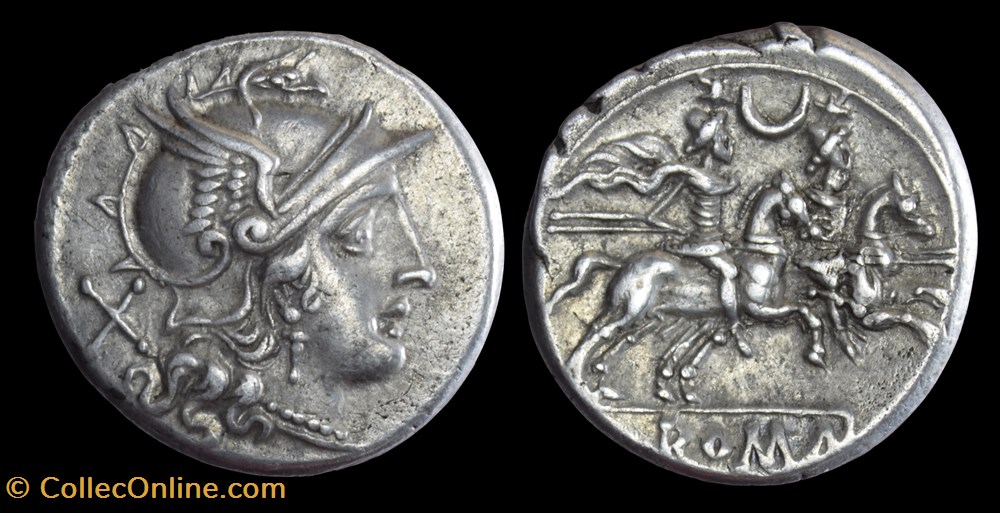 Crescent series (early) denarius RRC 57/2 coins ancient b to roman republican imperial crescent series early denarius rrc 57 2