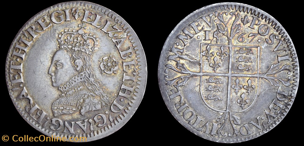 coins european medieval to kingdom of england 1567 elizabeth milled sixpence