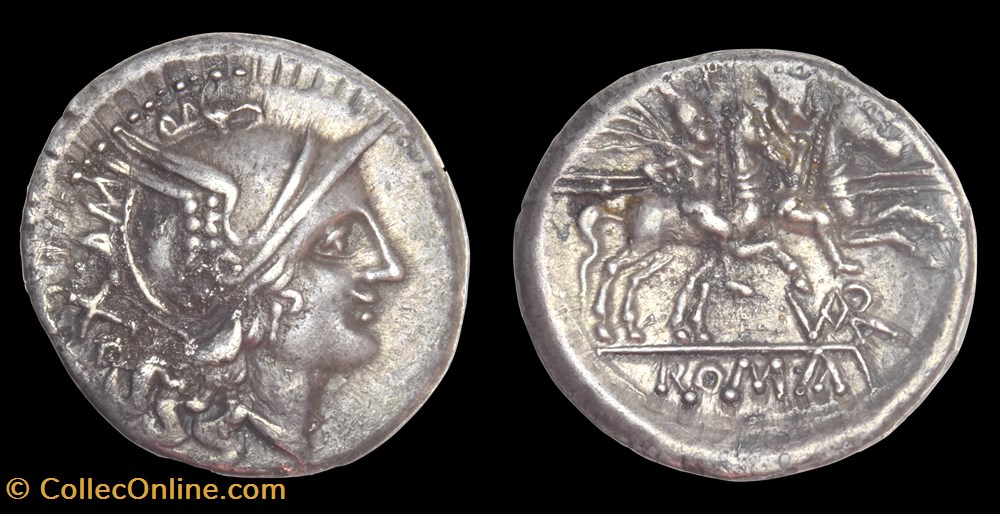 VAR monogram - Denarius, Crawford 126/1 coins antique b to roman republican imperial var monogram denarius crawford 126 1