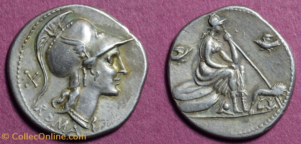RRC 287/1 Anonymous denarius - Roma on shields. 114-115 BC coins ancient to romans imperial and republican rrc 287 1 anonymous denarius roma on shields 114 115 bc