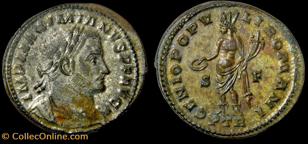 coins ancient to romans imperial and republican 305 307 ce galerius follis of trier genio populi romani in amazing detail