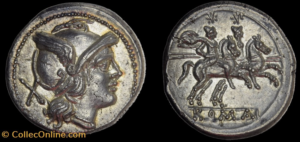 RRC 44/5 group 6 (without griffon tufts) Anonymous Denarius coins ancient to romans imperial and republican rrc 44 5 group 6 without griffon tufts anonymous denarius
