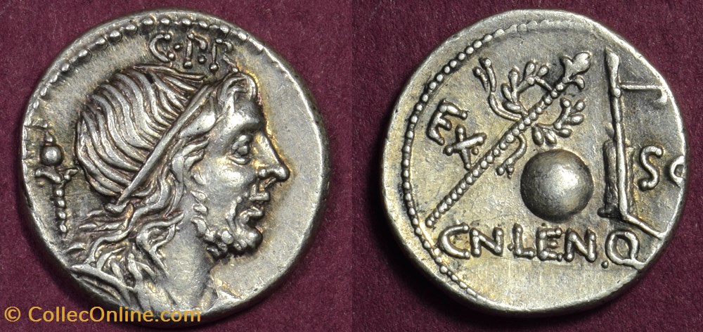 coins antique b roman republican imperial gn lentulus as quaestor denarius rrc 393 1a