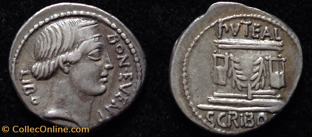 L. SCRIBONIUS LIBO - Hammer Denarius, RRC 416/1 coins antique to roman republican imperial l scribonius libo hammer denarius rrc 416 1