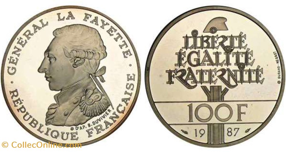 100 Francs Général La FAYETTE - 1987 monnaies france modernes 100 francs general la fayette 1987