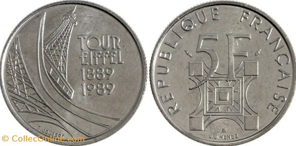 5 francs TOUR EIFFEL - 1989 monnaies france modernes 5 francs tour eiffel 1989