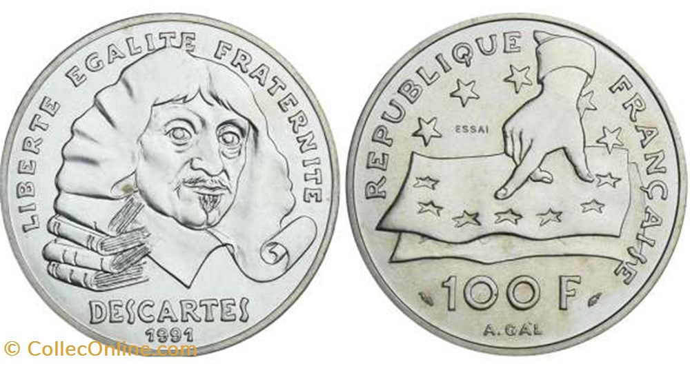 100 Francs DESCARTES - 1991 monnaies france modernes 100 francs descartes 1991