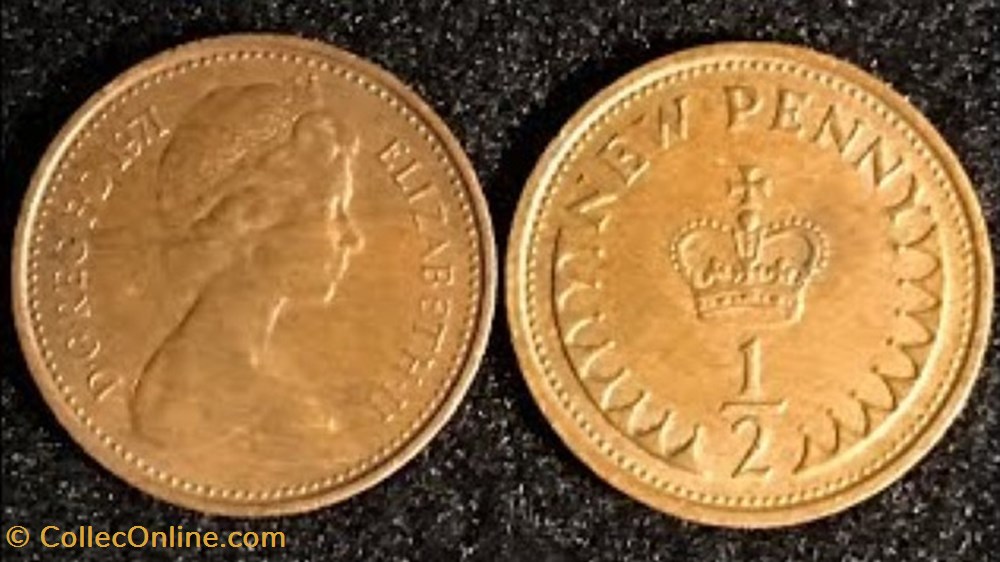 ½ nouveau penny Elizabeth II 2e portrait - 1973 monnaies monde royaume uni nouveau penny elizabeth ii 2e portrait 1973