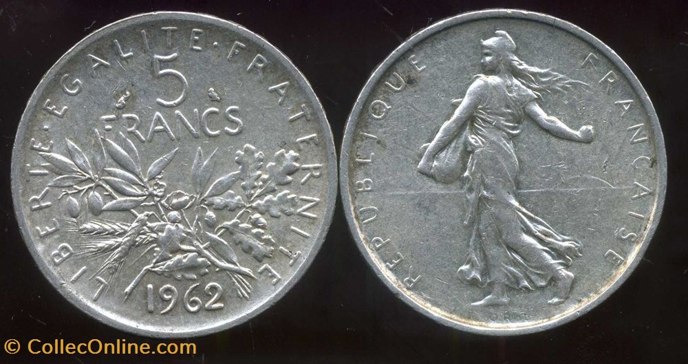 5 Francs SEMEUSE - 1962 monnaies france modernes 5 francs semeuse 1962