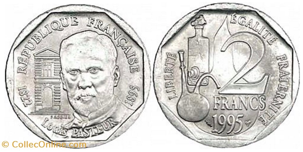 2 Francs commémorative PASTEUR - 1995 monnaies france modernes 2 francs commemorative pasteur 1995