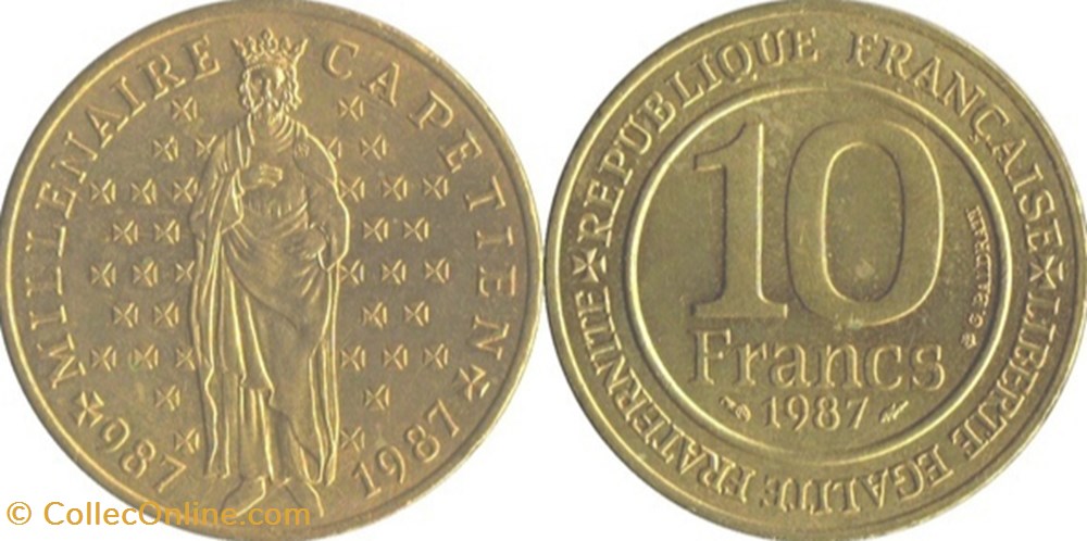 10 Francs Millénaire CAPETIEN - 1987 monnaies france modernes 10 francs millenaire capetien 1987