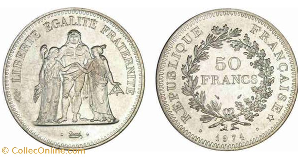 50 Francs HERCULE - 1974 monnaies france modernes 50 francs hercule 1974