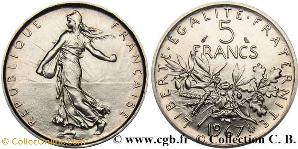 5 Francs SEMEUSE - 1967 monnaies france modernes 5 francs semeuse 1967