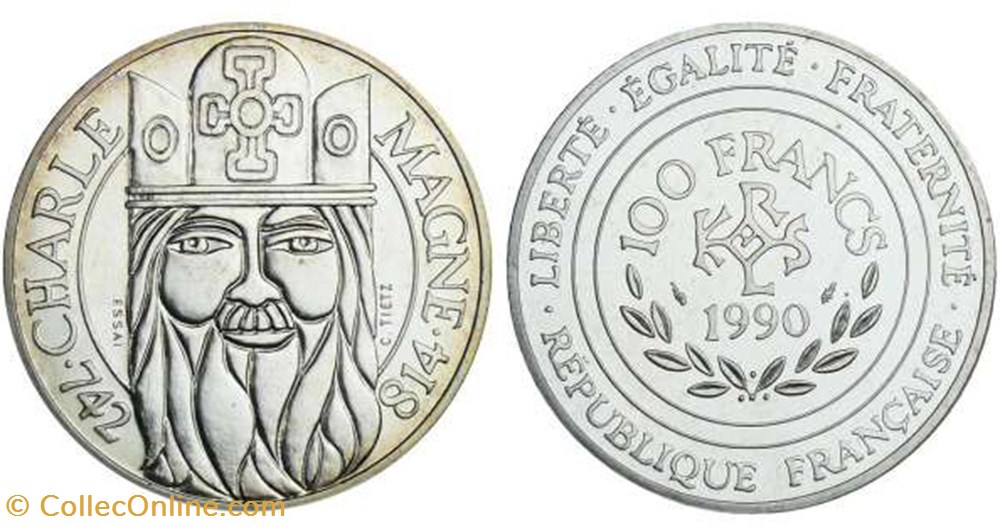 monnaies france modernes 100 francs charlemagne 1990