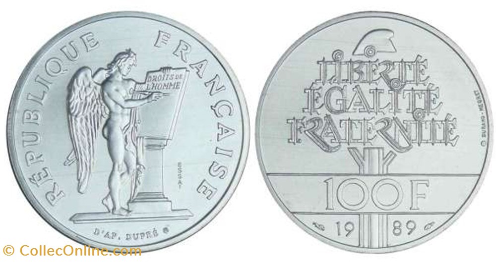 100 Francs DROITS DE L'HOMME - 1989 monnaies france modernes 100 francs droits de homme 1989
