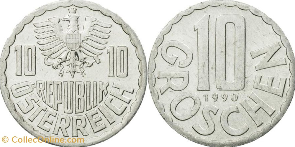 10 groschen ARMOIRIES - 1990 monnaies monde autriche 10 groschen armoiries 1990