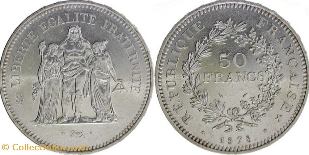 50 Francs HERCULE - 1978 monnaies france modernes 50 francs hercule 1978