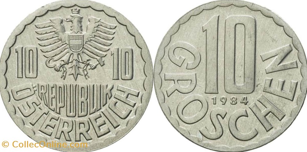 10 groschen ARMOIRIES - 1984 monnaies monde autriche 10 groschen armoiries 1984
