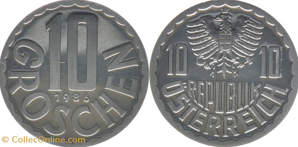 10 groschen ARMOIRIES - 1986 monnaies monde autriche 10 groschen armoiries 1986
