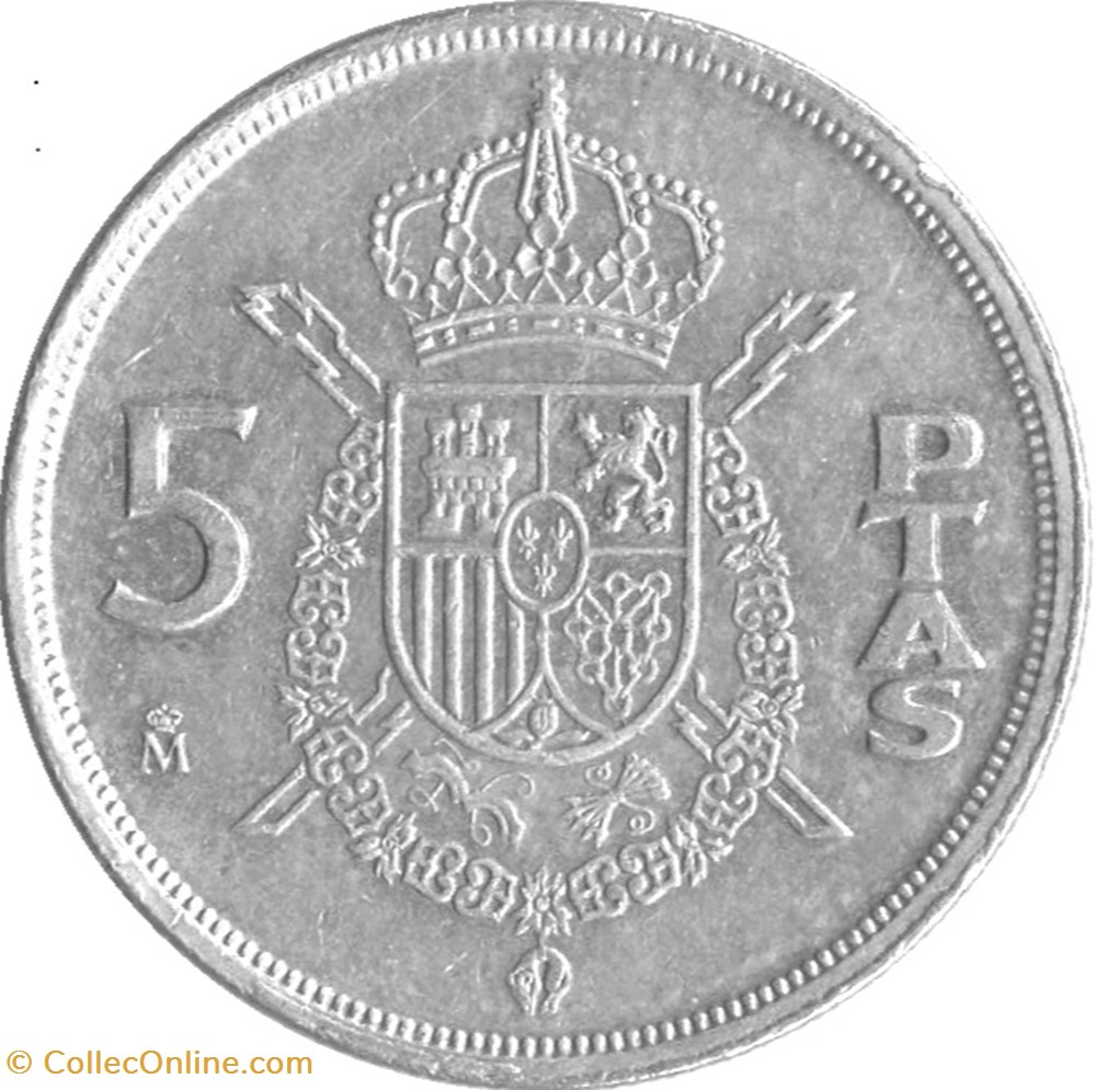 5 pesetas Juan Carlos I M couronné - 1983 monnaies monde espagne 5 pesetas juan carlos i m couronne 1983