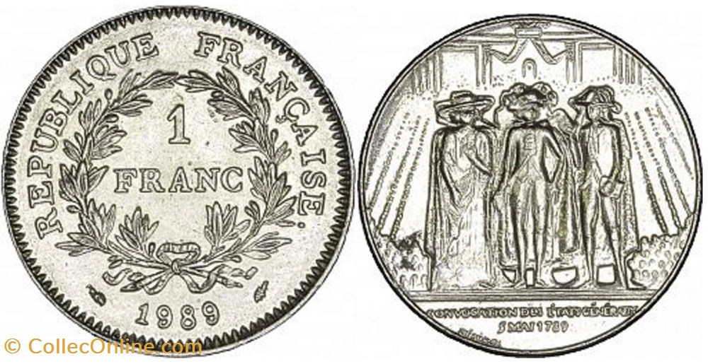 monnaies france modernes 1 franc commemorative convocation des etats generaux 1989