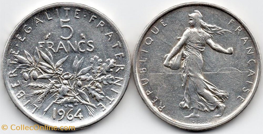 5 Francs SEMEUSE - 1964 monnaies france modernes 5 francs semeuse 1964