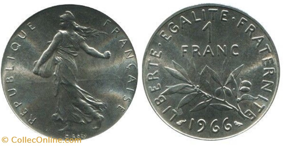 monnaies france modernes 1 franc semeuse 1966